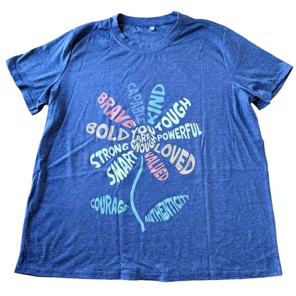 Floral Inspirational Graphic T Shirt Size XL You Are Enough Positive Word Art - Picture 6 of 8